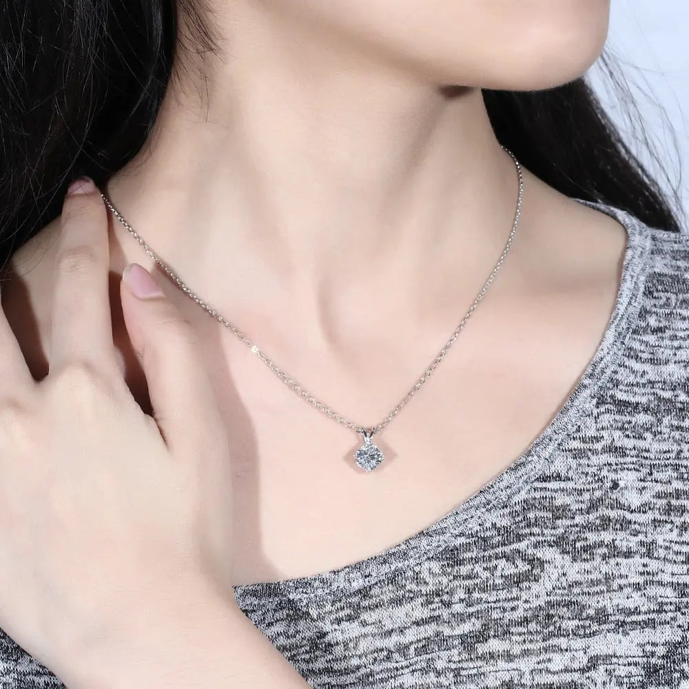 White Gold Chain 14k / Moissanite Necklace / Pendant 2ct