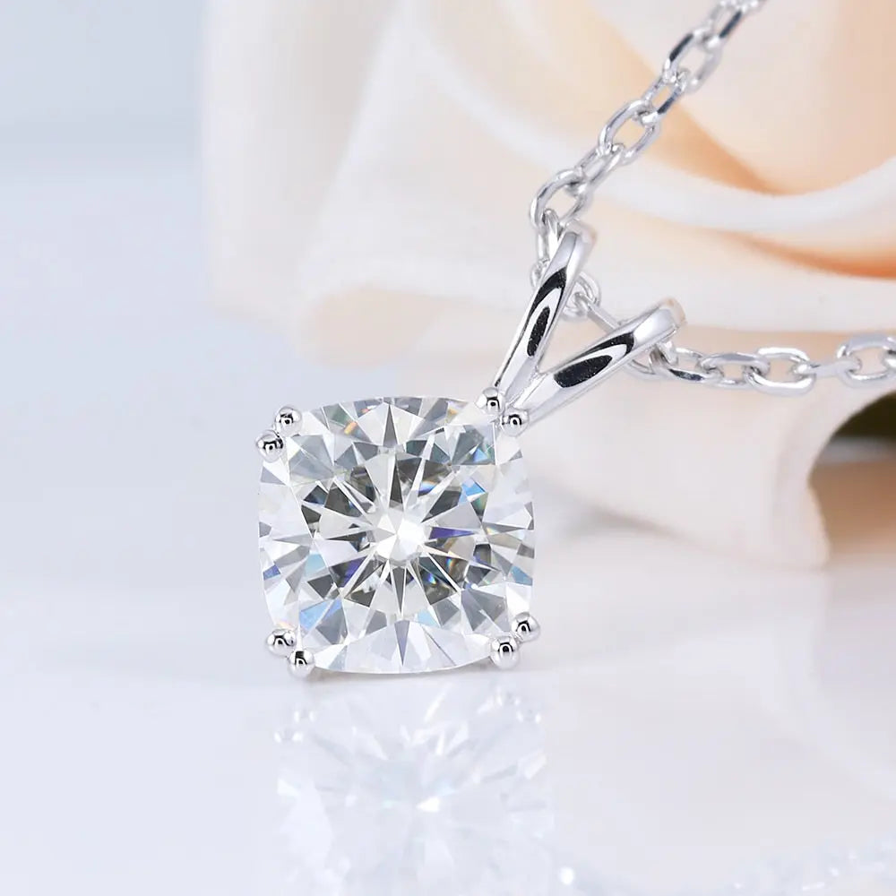 White Gold Chain 14k / Moissanite Necklace / Pendant 2ct