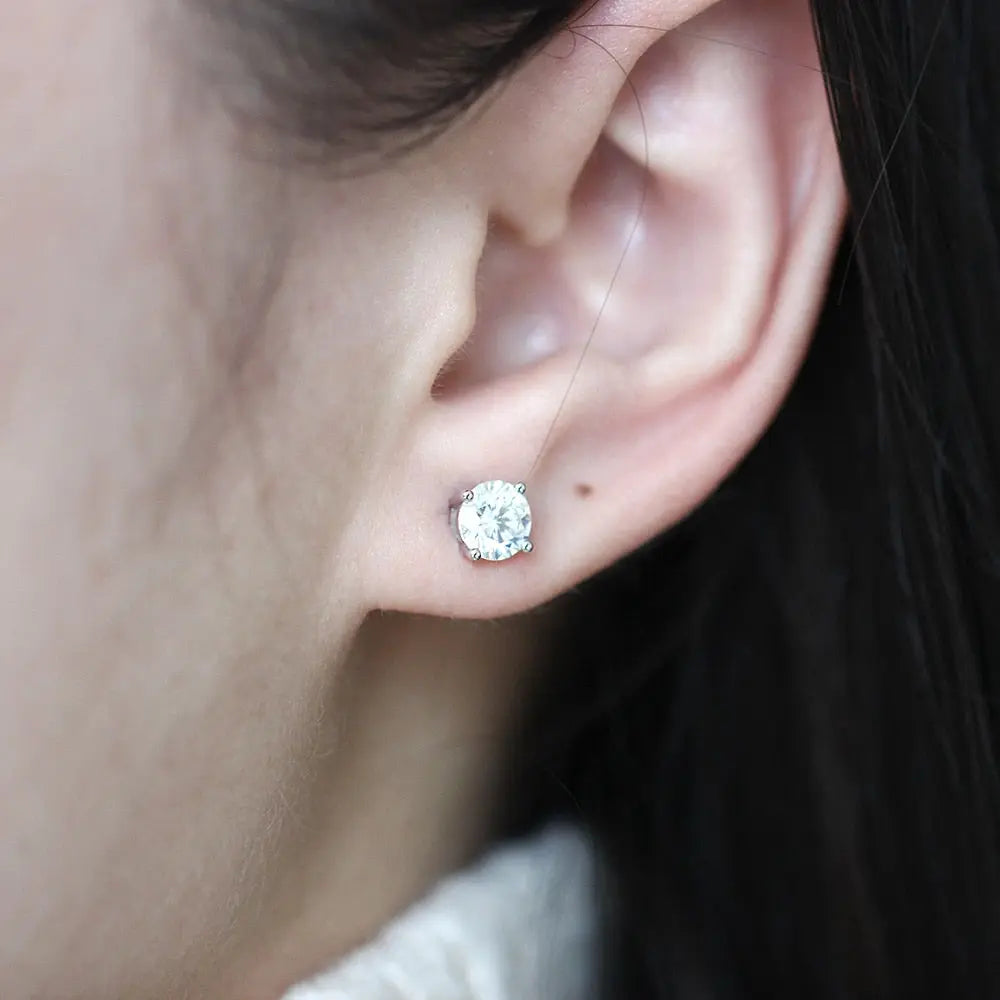14k White Gold Earrings - Moissanite Stud Earrings 2ctw