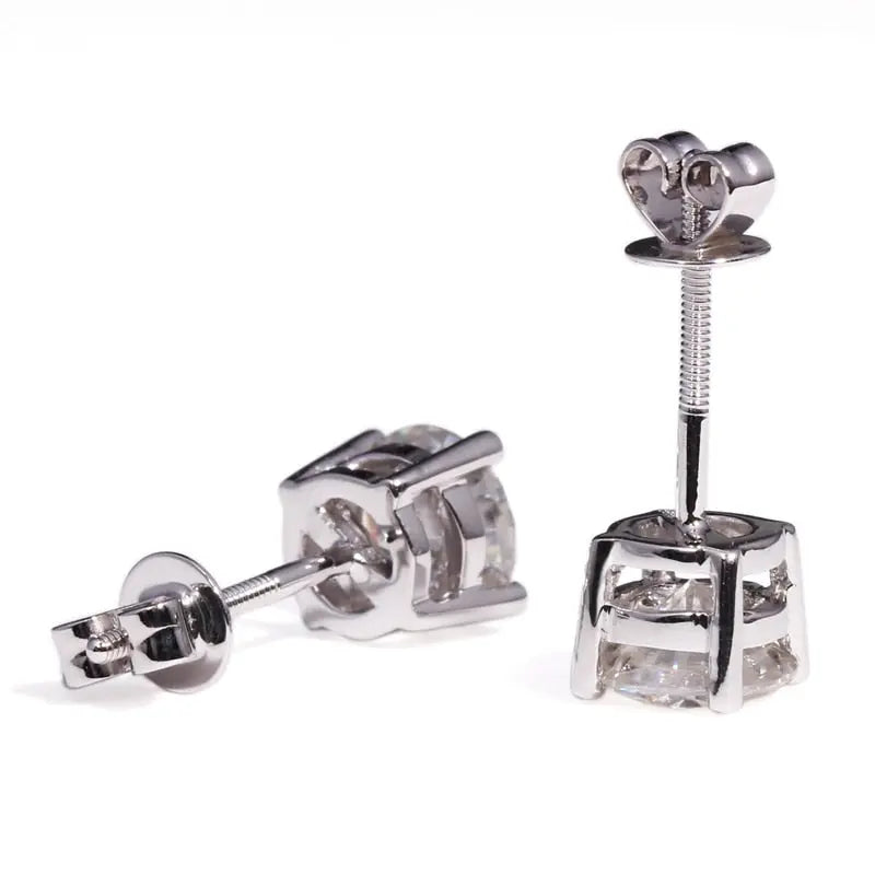14k White Gold Earrings - Moissanite Stud Earrings 2ctw