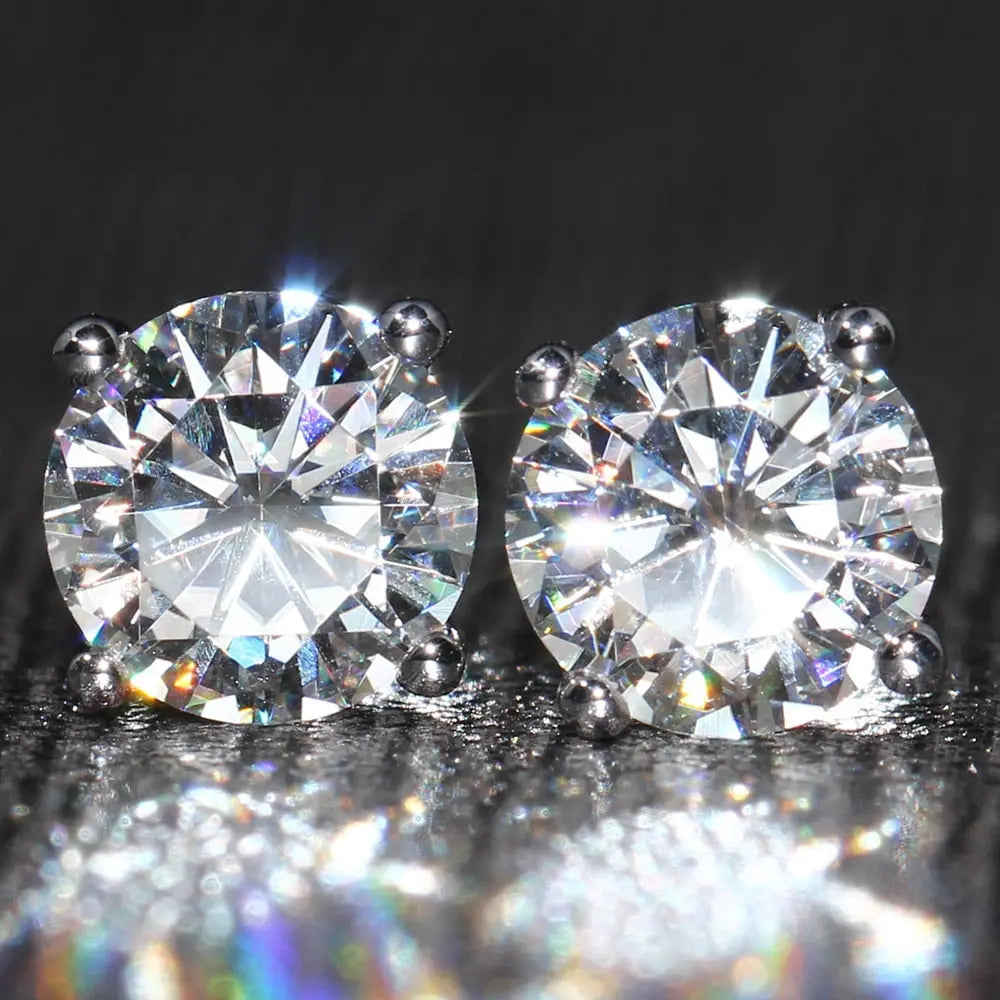 14k White Gold Earrings - Moissanite Stud Earrings 2ctw