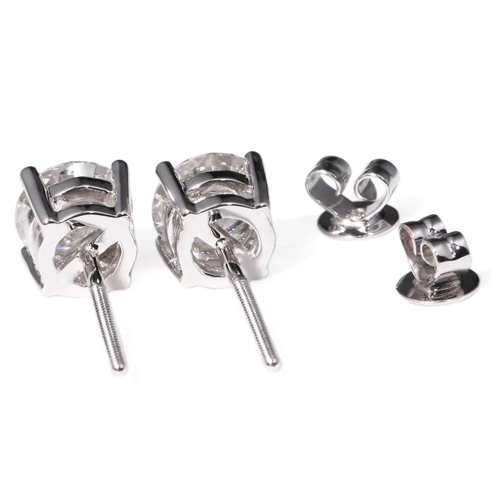 14k White Gold Earrings - Moissanite Stud Earrings 2ctw