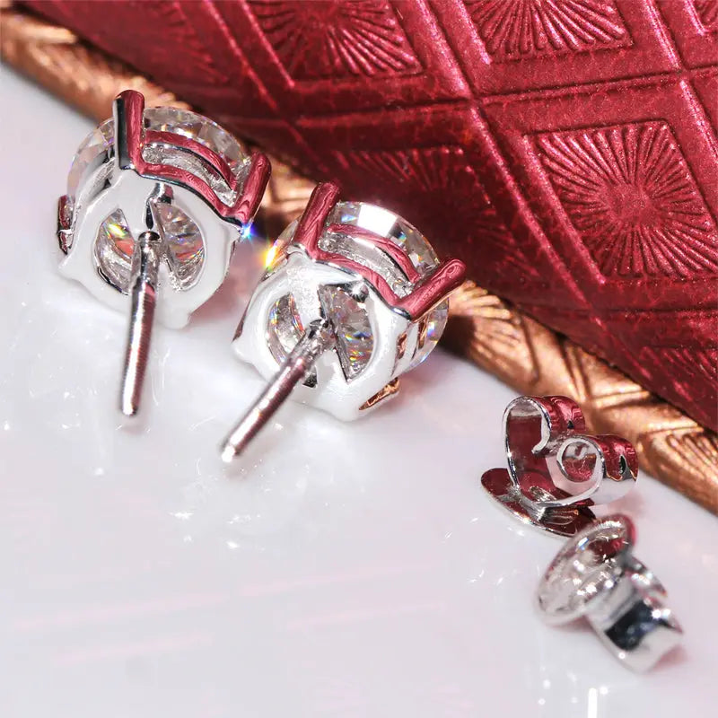 14k White Gold Earrings - Moissanite Stud Earrings 2ctw
