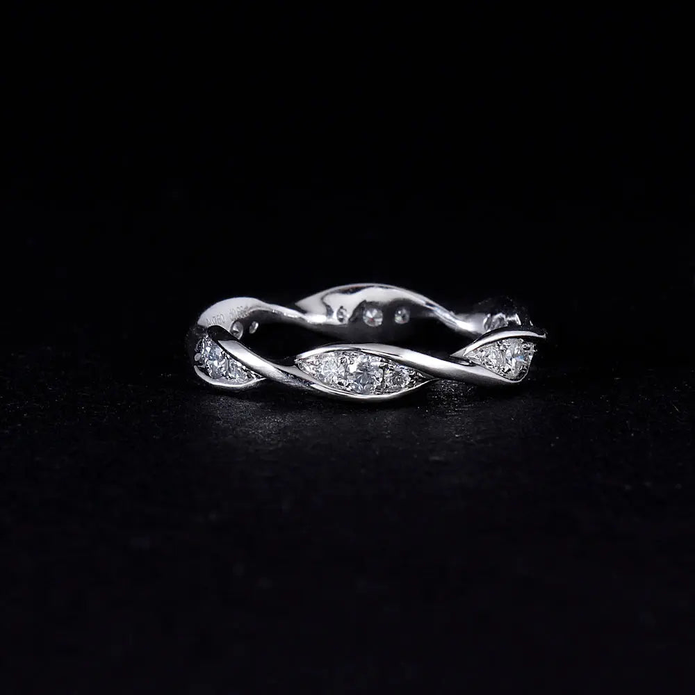 14k White Gold Moissanite Twisted Eternity Ring / Wedding Band Best