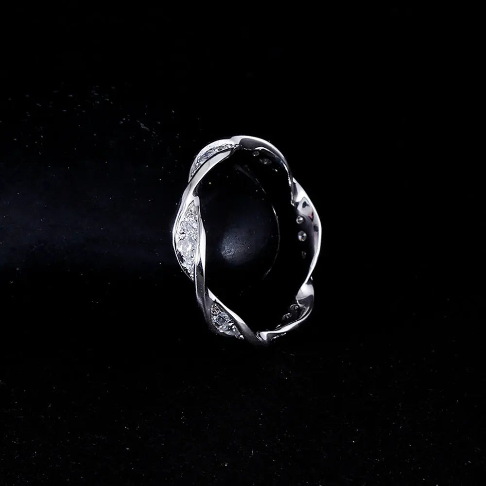 14k White Gold Moissanite Twisted Eternity Ring / Wedding Band Best