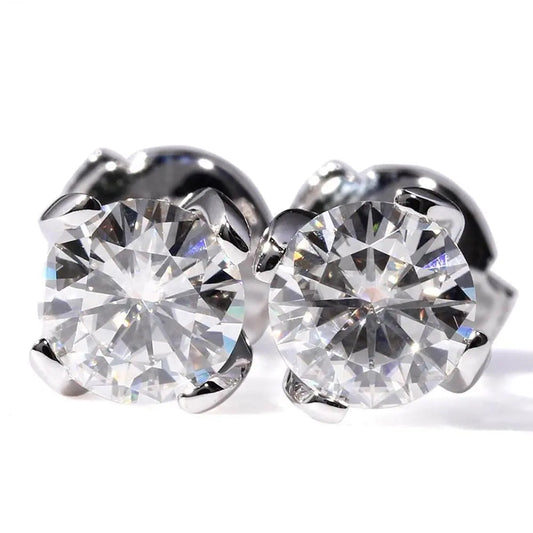 14k White Gold Stud Moissanite Elegant Earrings 1.6ctw