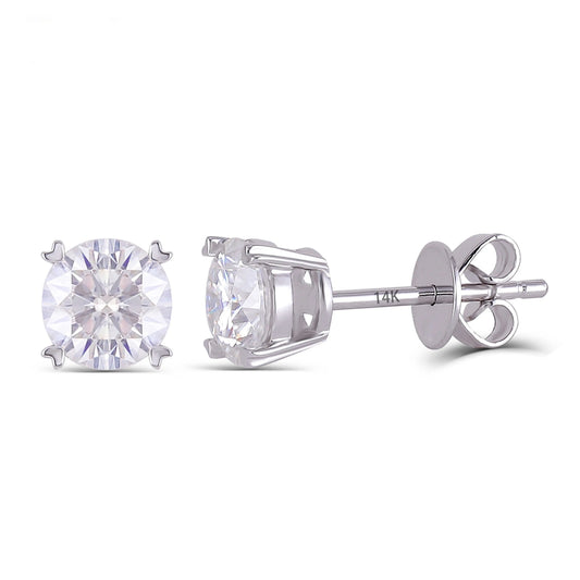14k White Gold Stud Moissanite Earrings 2ctw / Premium Moissanite Rings