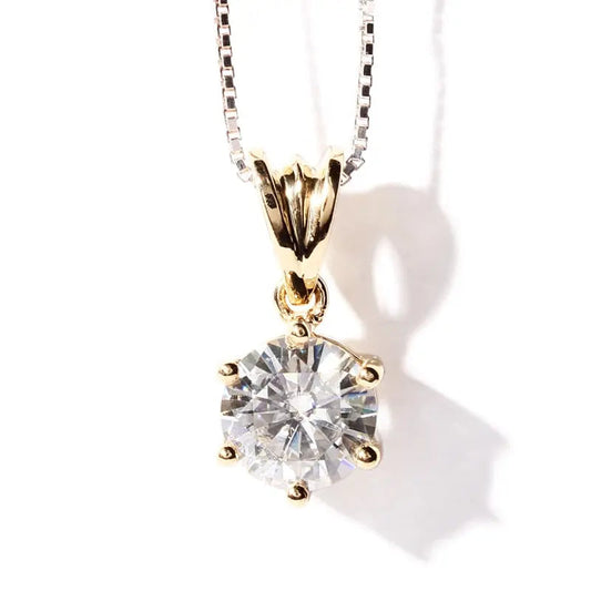 14k Yellow Gold Moissanite Necklace Expensive 1ct