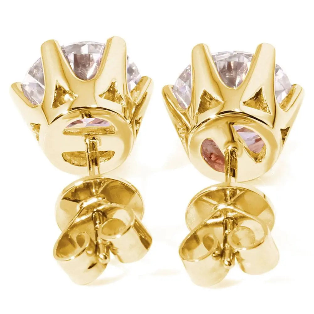 14k Yellow Gold Studs Moissanite Earrings 0.5ctw - 2.4ctw Options