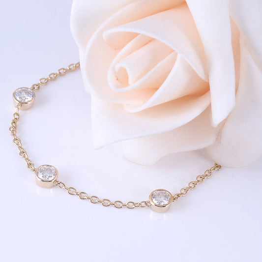 14k Yellow Moissanite 3 Stone Bracelet 0.25ct:0.75ctw