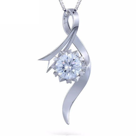 14k or 18k White Gold Moissanite Necklace / Pendant 1ct