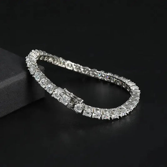18K GOLD PLATED SILVER 5MM MOISSANITE TENNIS BRACELET 17CTW