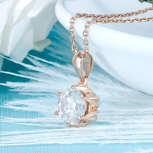 Necklace Rose Gold 18k  Moissanite 1ct