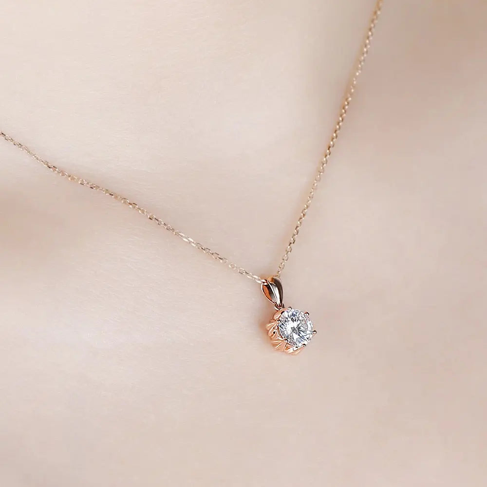 Necklace Rose Gold 18k  Moissanite 1ct