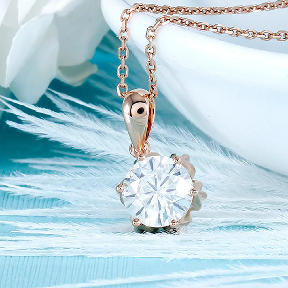 Necklace Rose Gold 18k  Moissanite 1ct