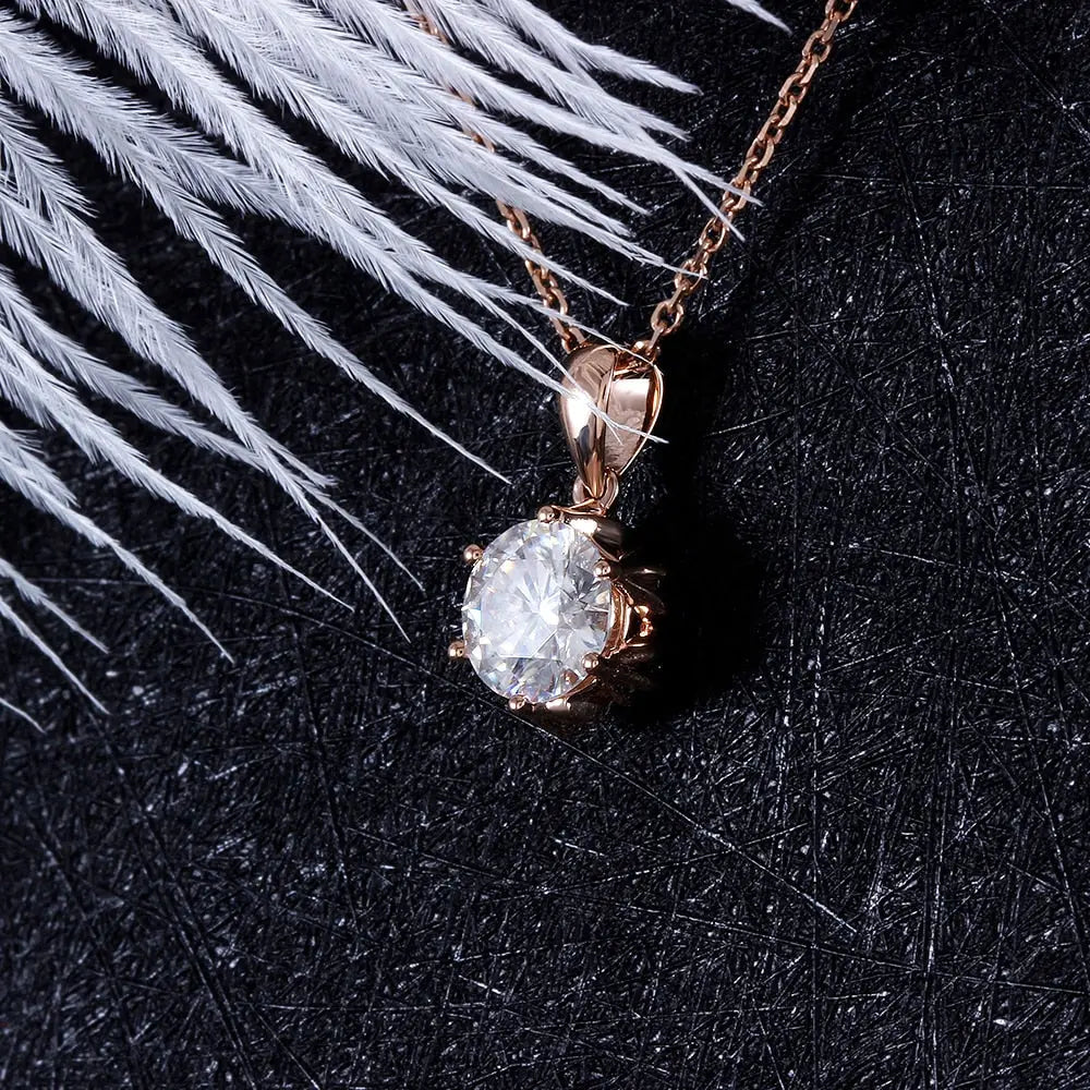 Necklace Rose Gold 18k  Moissanite 1ct