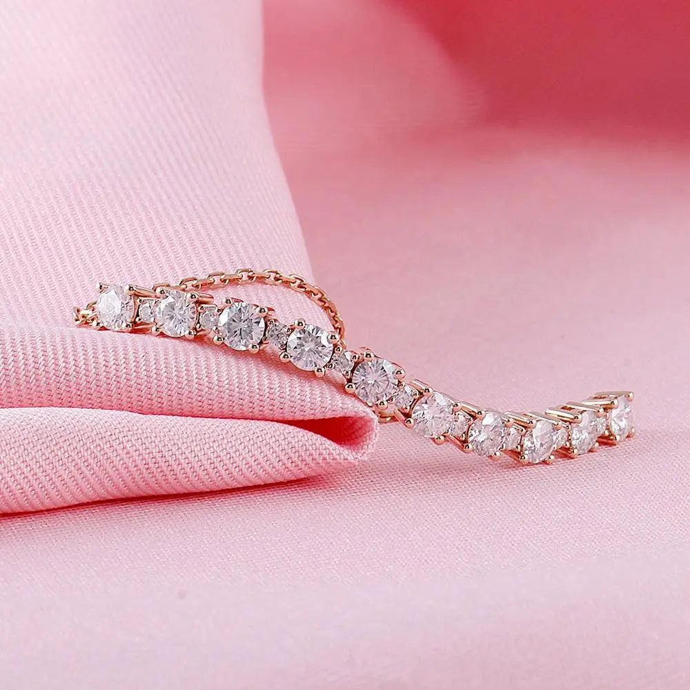 18k Rose Gold Tennis Moissanite Bracelet 2.8ctw