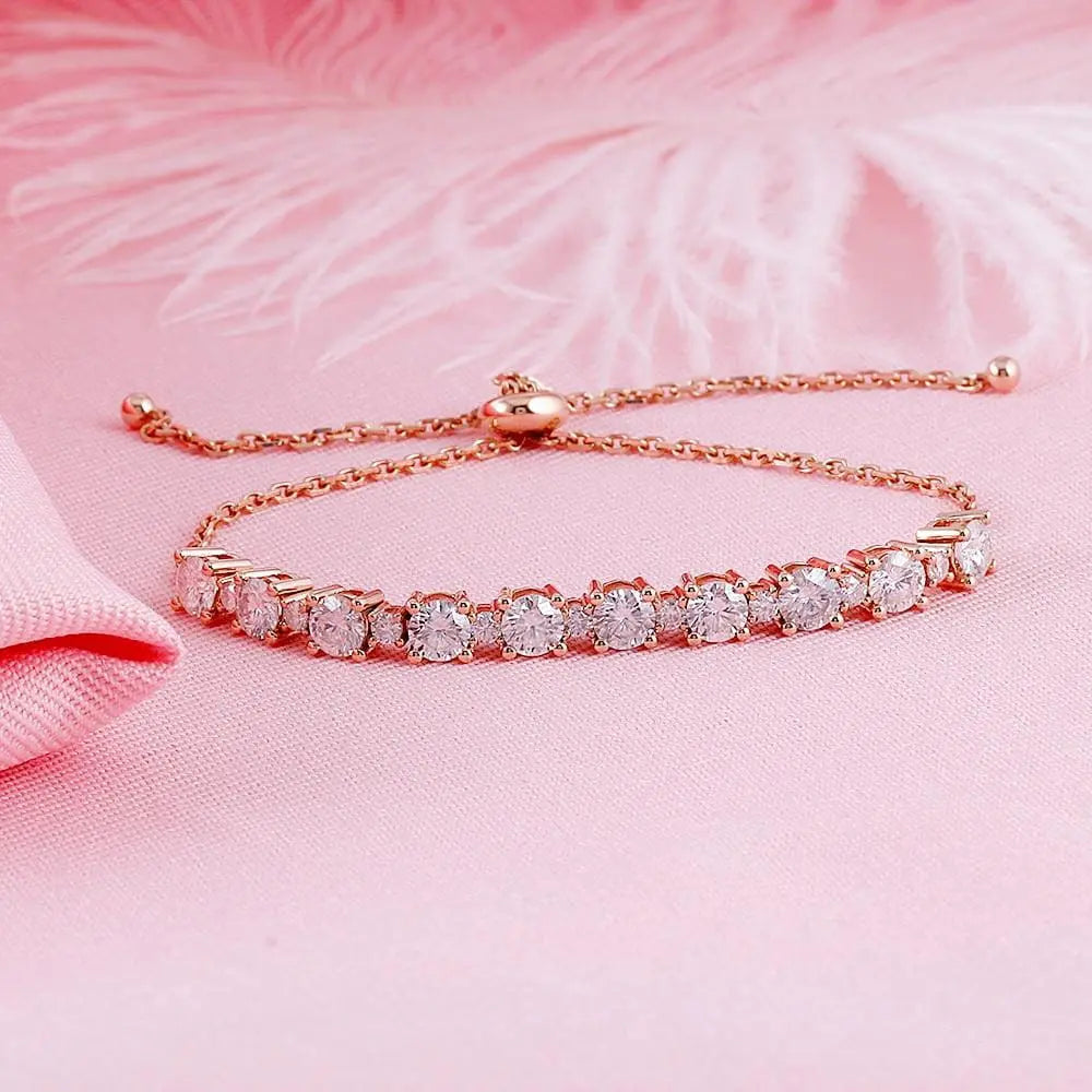 18k Rose Gold Tennis Moissanite Bracelet 2.8ctw