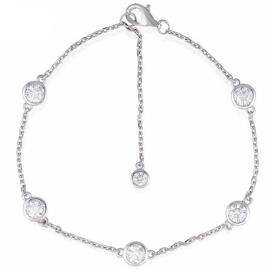 18k White Gold Moissanite Bezel Set Bracelet 1.35ctw