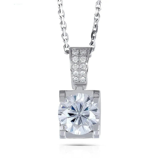 18k White Gold Necklace Chain / Pendant Moissanite 1.04ct Total