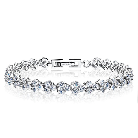 18k White Gold Plated Moissanite Tennis Bracelet Men 6.9ctw - 8.1ctw