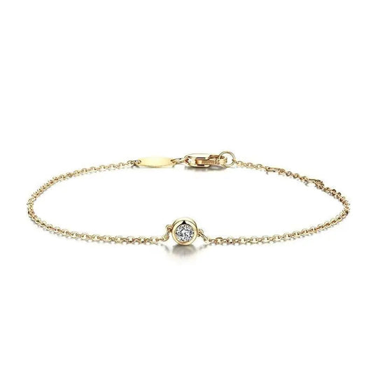 18k Yellow Gold Bracelet for Women With Moissanite Chain 0.1ct