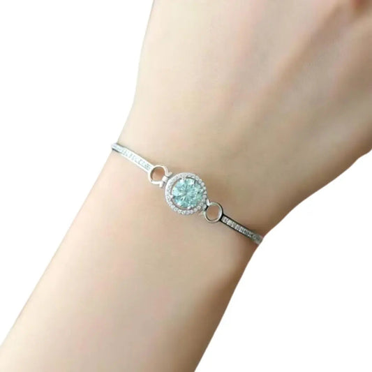 2CT Green Moissanite Bangle Cuffs Bracelet