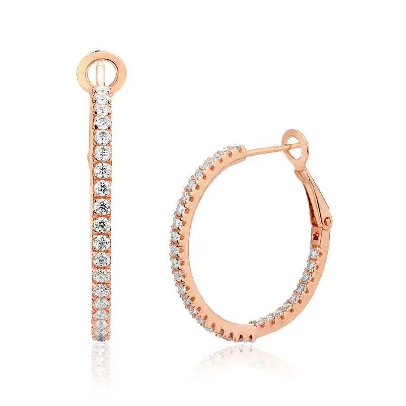 GOLD PLATED SILVER 1.5MM MOISSANITE BEST HOOP EARRINGS 15MM & 25MM DIAMETER