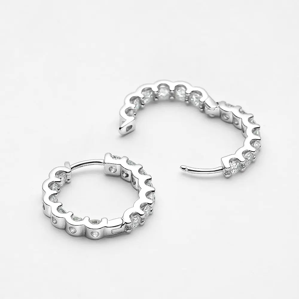 GOLD PLATED SILVER MOISSANITE HOOP EARRINGS 2.6CTW