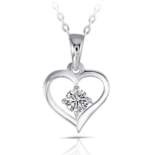 Moissanite Best Heart Necklace Platinum Plated Silver 0.3ct