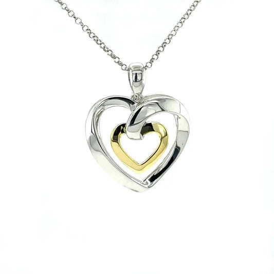 GOLD PLATED SILVER LOVE HEART PENDANT W/NO STONES AND POETRY CARD