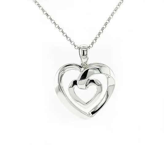 PLATINUM PLATED SILVER LOVE HEART PENDANT W/NO STONES AND WITH POETRY CARD