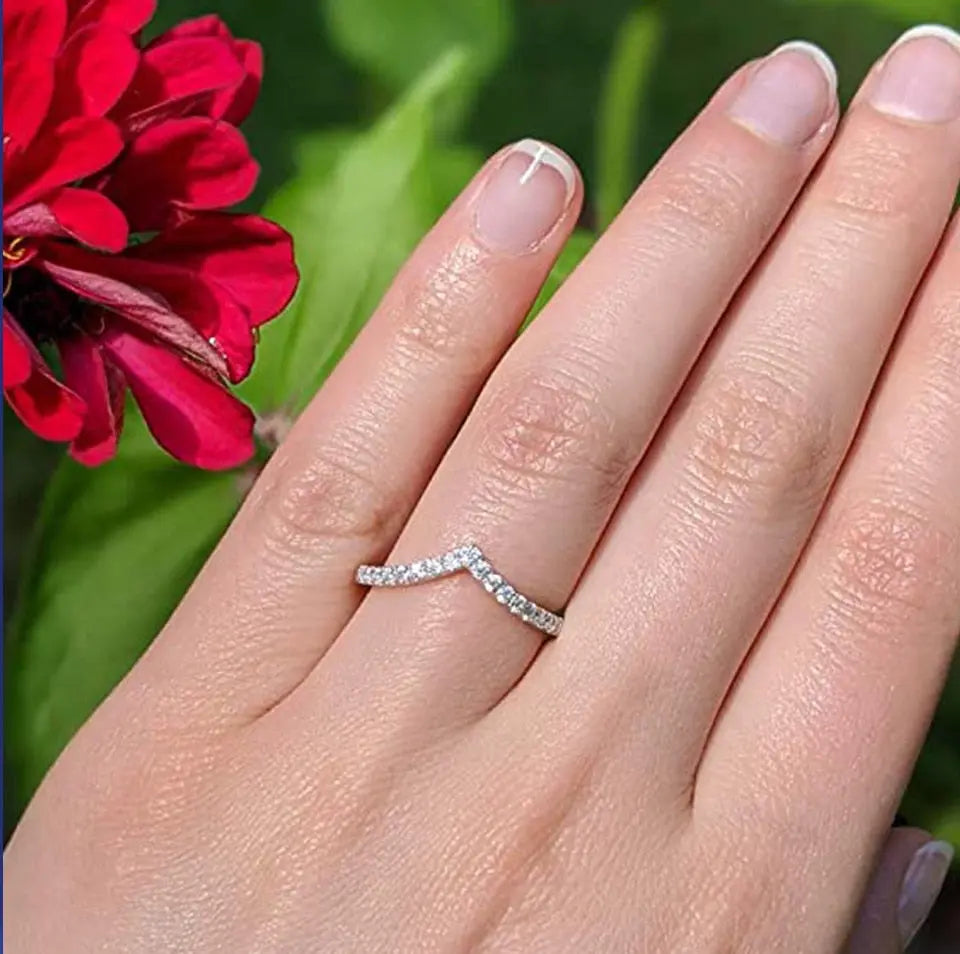 PLATED SILVER MOISSANITE ANNIVERSARY / COOL WEDDING BAND 0.255ctw