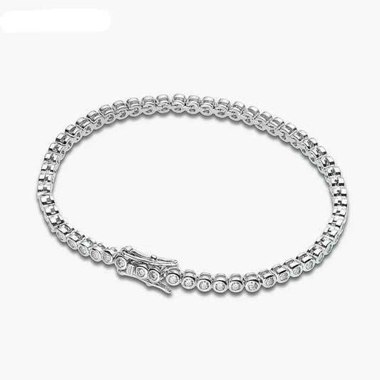 Plated 925 Silver Bezel Set Moissanite Tennis Bracelet