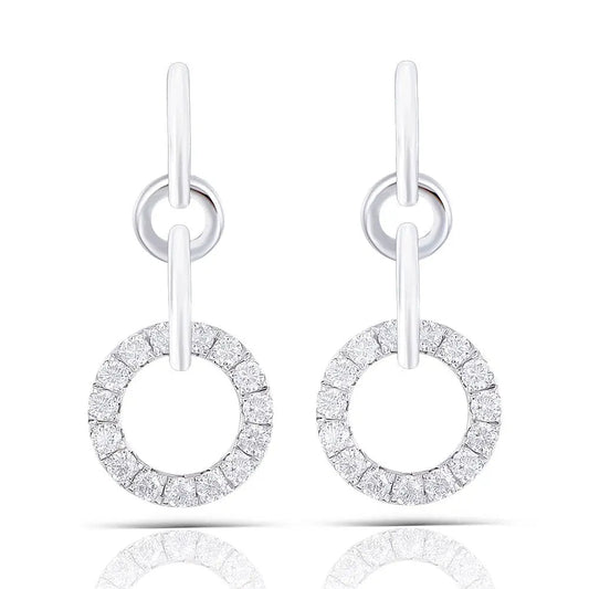 Platinum Plated Silver Drop / Dangle Earrings Moissanite 1ctw