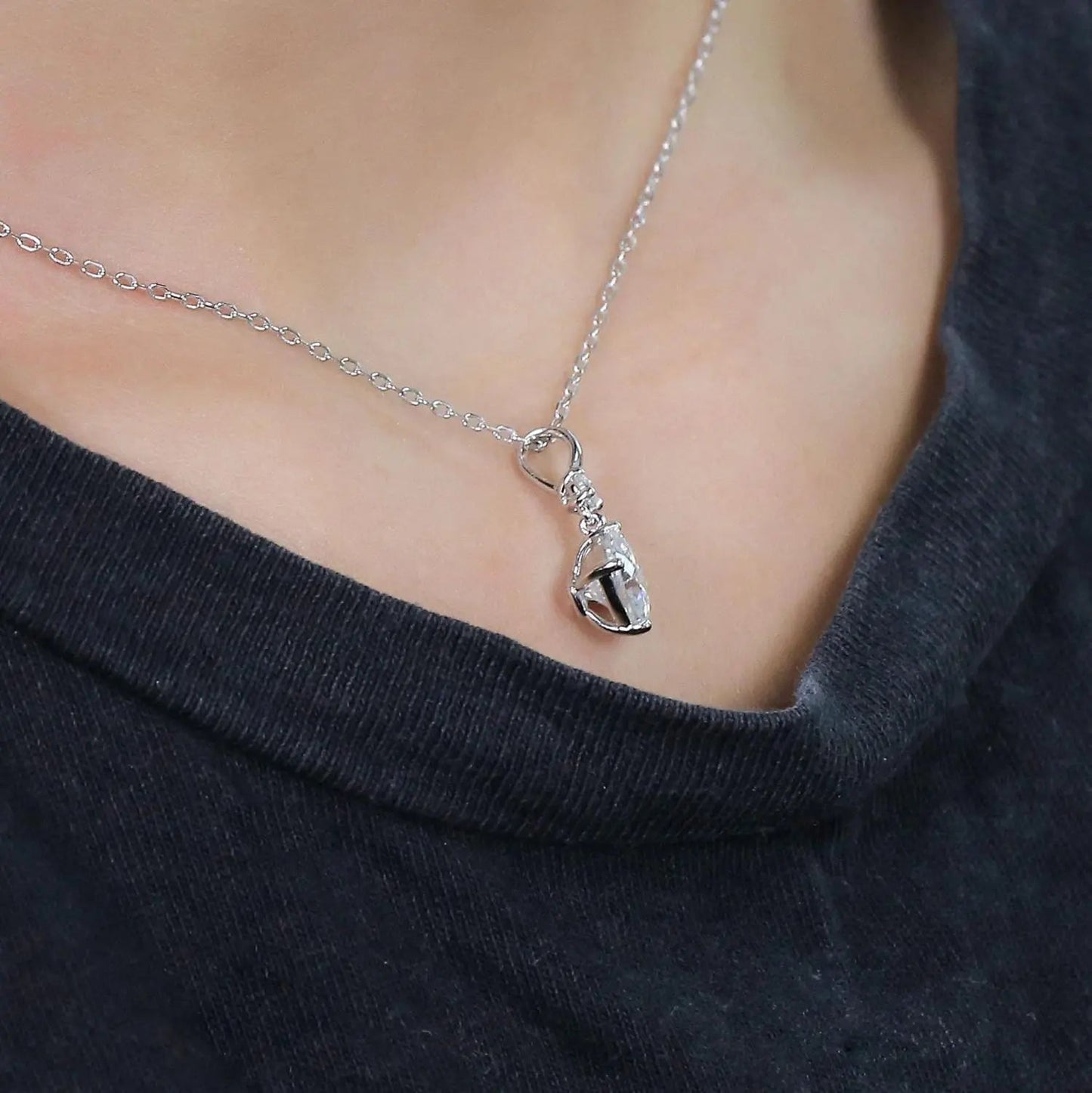 Platinum Plated Silver Moissanite Chains Necklace 2.1ct Total