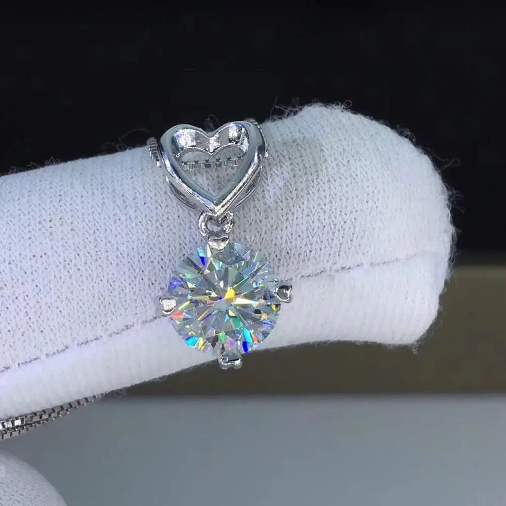 Silver Heart Moissanite Best Everyday Necklace / Pendant 1ct