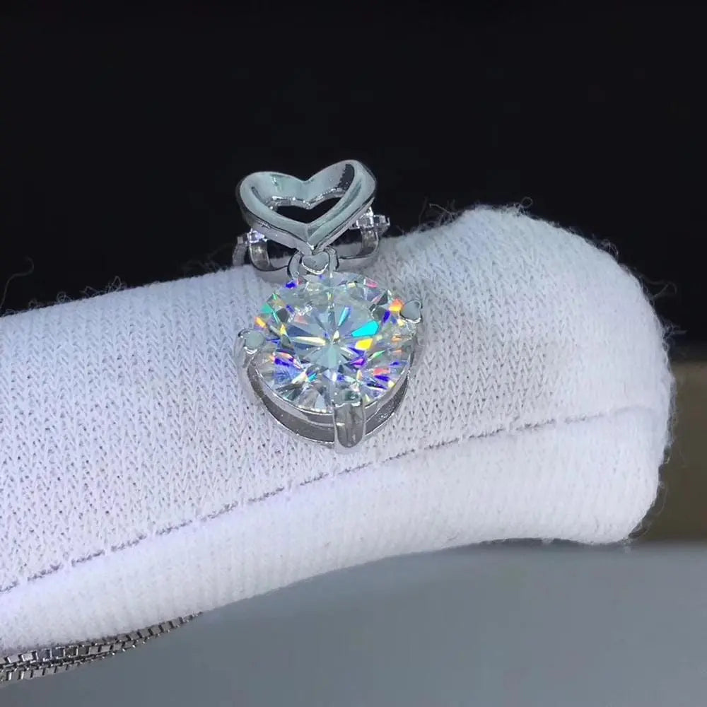 Silver Heart Moissanite Best Everyday Necklace / Pendant 1ct