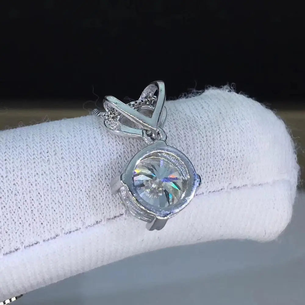 Silver Heart Moissanite Best Everyday Necklace / Pendant 1ct