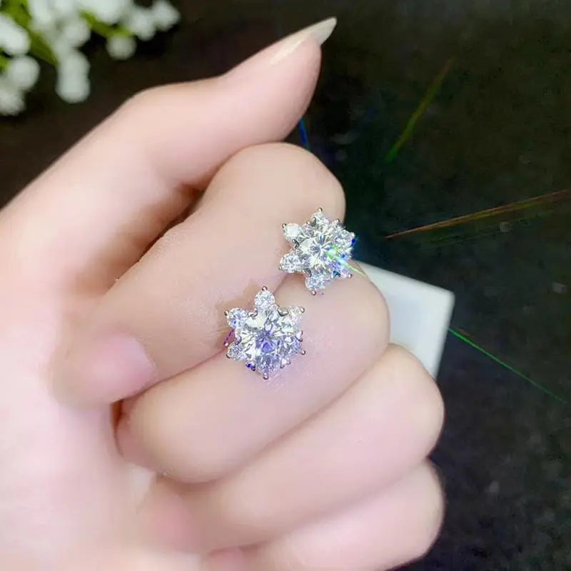 White Gold Plated Silver Halo Moissanite Stud Earrings Earrings 1ctw and 2ctw Options