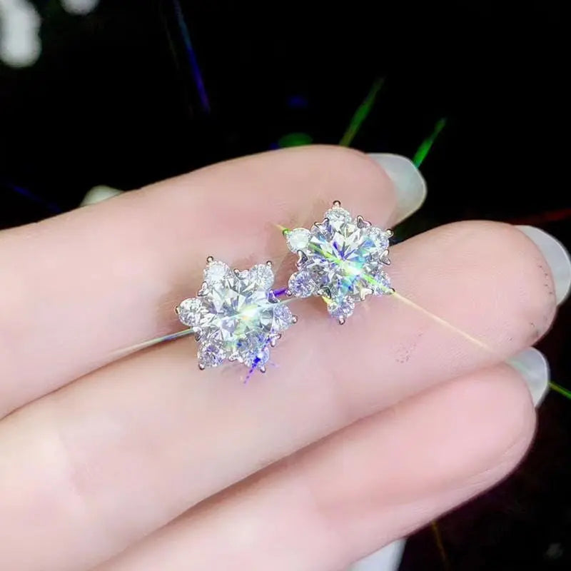White Gold Plated Silver Halo Moissanite Stud Earrings Earrings 1ctw and 2ctw Options