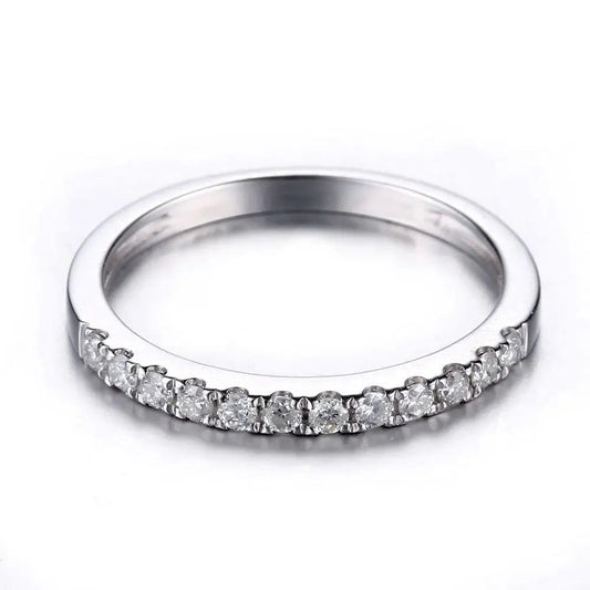 White Gold Plated Silver Moissanite Anniversary Rings or Band 0.22ct