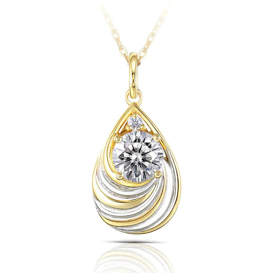 Yellow & Silver Platinum Plated Silver Moissanite Necklace 1.035ct Total / Yellow Necklace