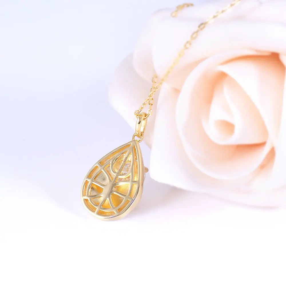 Yellow & Silver Platinum Plated Silver Moissanite Necklace 1.035ct Total / Yellow Necklace